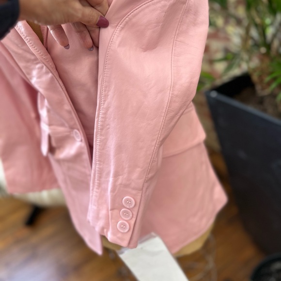90s Vintage PINK Leather Jacket w/TAGS! Pristine condition! Size x-Sm - Picture 6 of 11